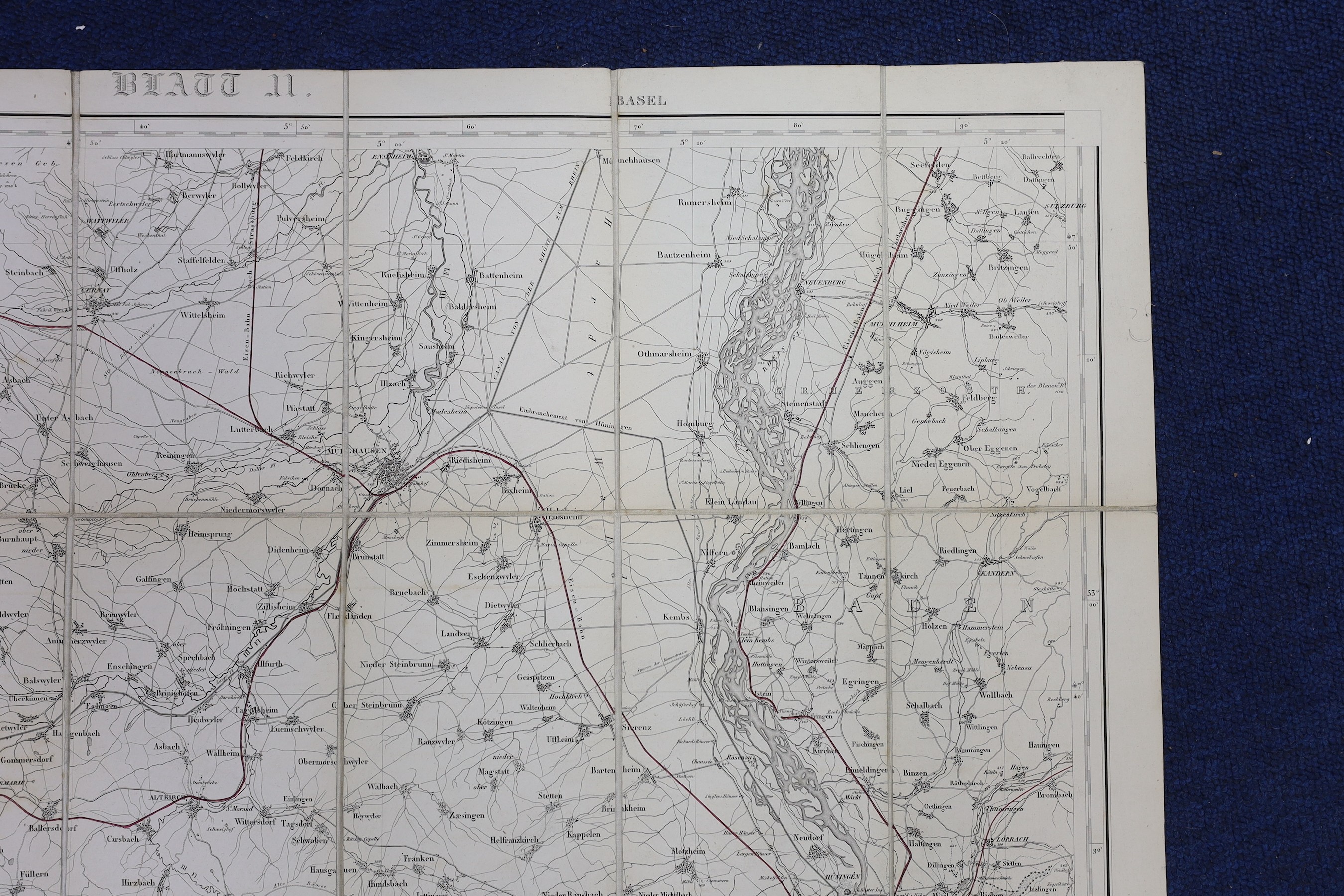 Wyld, James - Switzerland, 21 engraved linen backed folding maps, numbers 2-6, 8-13, 15, 18-25, dated 1846-1862, 56 x 78cms., in slip cases.